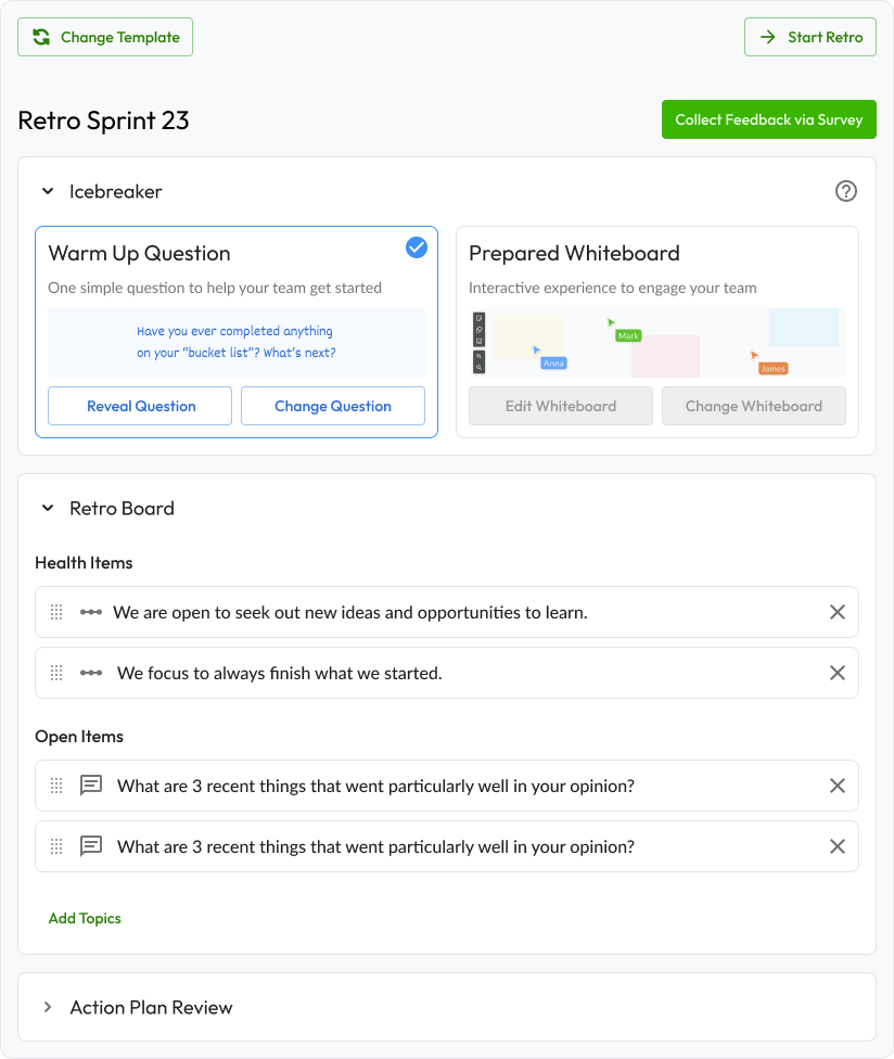 Retro preparation checkin