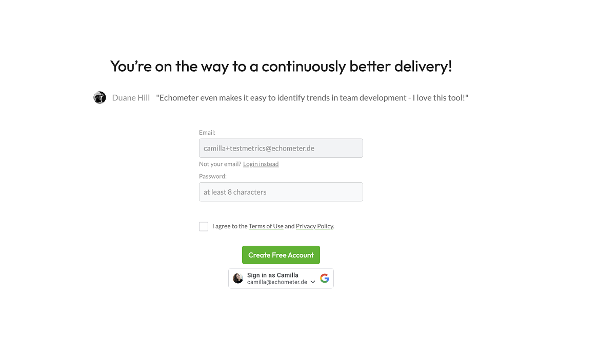 Echometer Sign up type 1