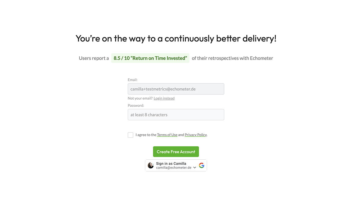 Echometer Sign up type 2